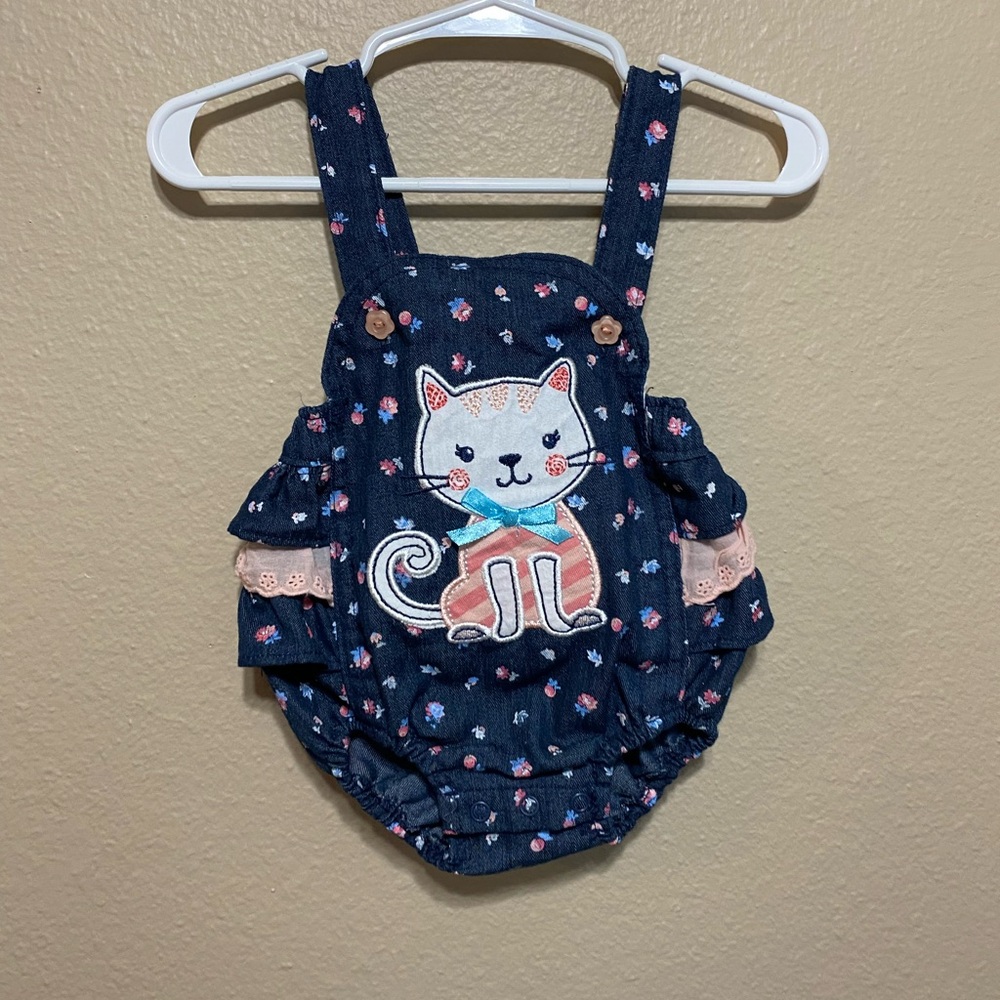 Cute Cat Embroidered Baby Romper